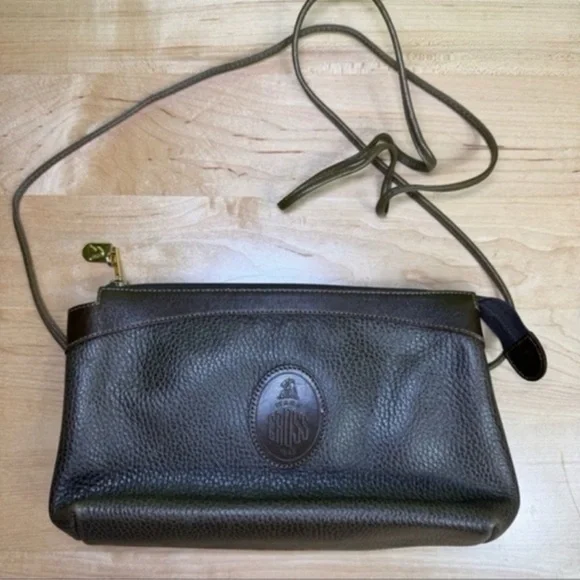 Vintage Mark Cross Brown Pebbled Italian Leather Zipper Rectangle Crossbody Bag - Picture 1 of 9